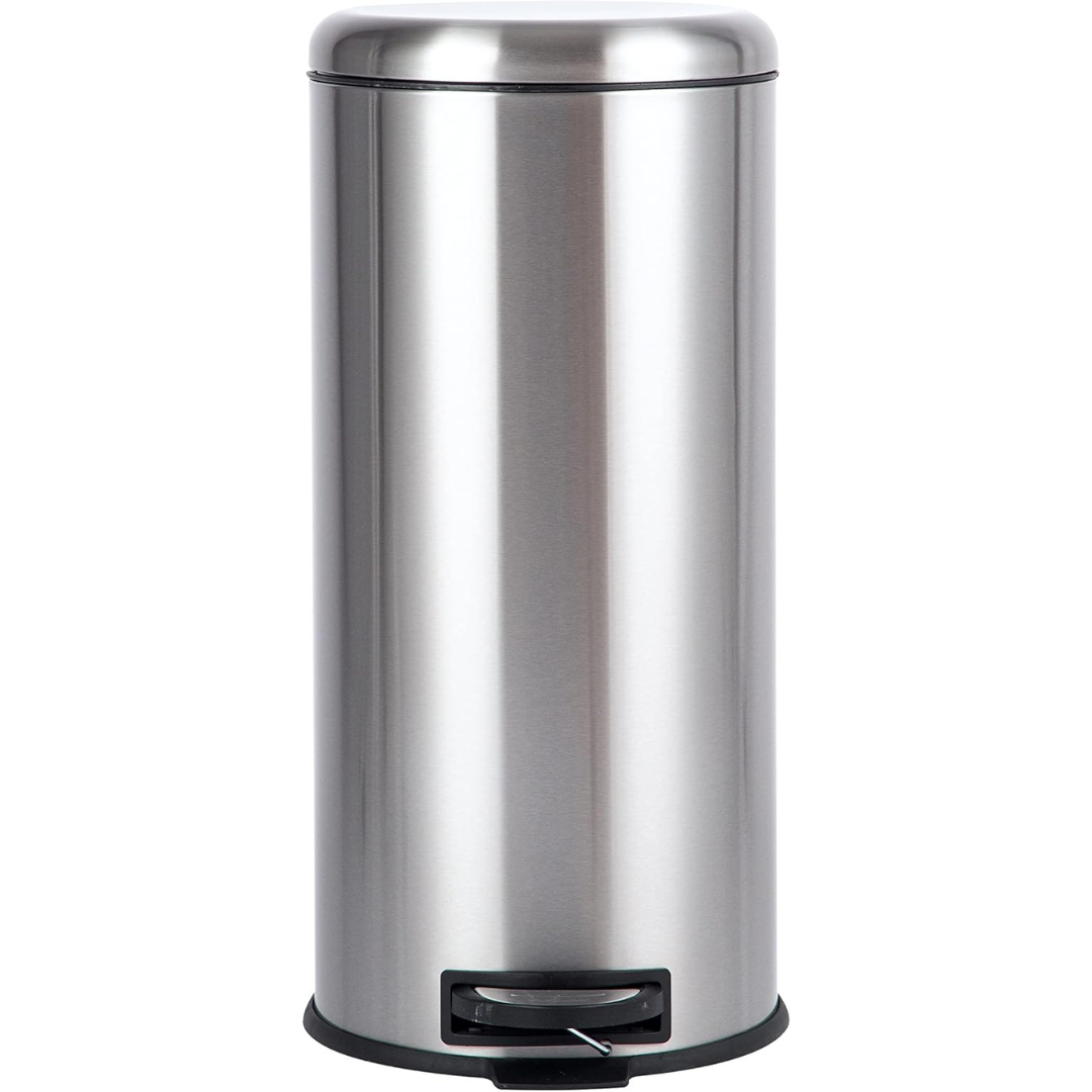Stainless Steel Round Pedal Trash Bin | 30L Soft-Close Lid